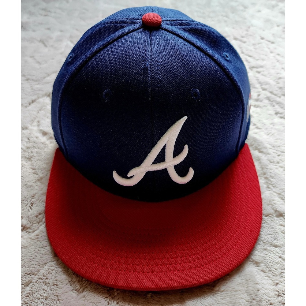 Atlanta Braves Pro Flex MLB Hat OC Sports Navy Red M/L Baseball Cap